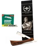 Roman Empire Shaving Spartacus Derby Professional Scheerapparaat voor baard, snor en contouren met 100 messen