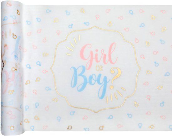 Boy or Girl Gender Reveal Table Runner - Baby Shower Decoration