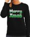 Bellatio Decorations Merry Xmas foute Kerst sweater - Kersttrui - zwart - voor dames - kleding - lange mouwen XS