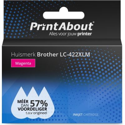 PrintAbout Huismerk Brother LC-422XLM Inktcartridge Magenta Hoge capaciteit