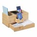 Relaxdays Bureau-organizer met 2 laden, 3 vakken, bamboe, 12 x 24 x 14,5 cm (h x b x d), naturel