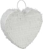 Relaxdays Mini Pinata Hart - Zelf Opvullen - Trouwfeest - 24 x 25 x 7,5 cm - Wit
