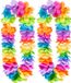 Boland Hawaii krans/slinger - 2x - Tropische/zomerse kleur mix - Grote bloemen blaadjes hals slinger