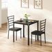Ensemble de salle à manger, 3 pièces - Petite table de salle à manger avec 2 chaises rembourrées - Bois MDF - Design moderne minimaliste - Adapté à la cuisine et au coin petit-déjeuner - Noir