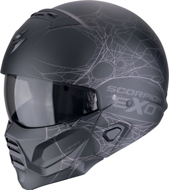 Scorpion EXO-Combat II Spiderweb Zwart Zilver Jethelm - Helm