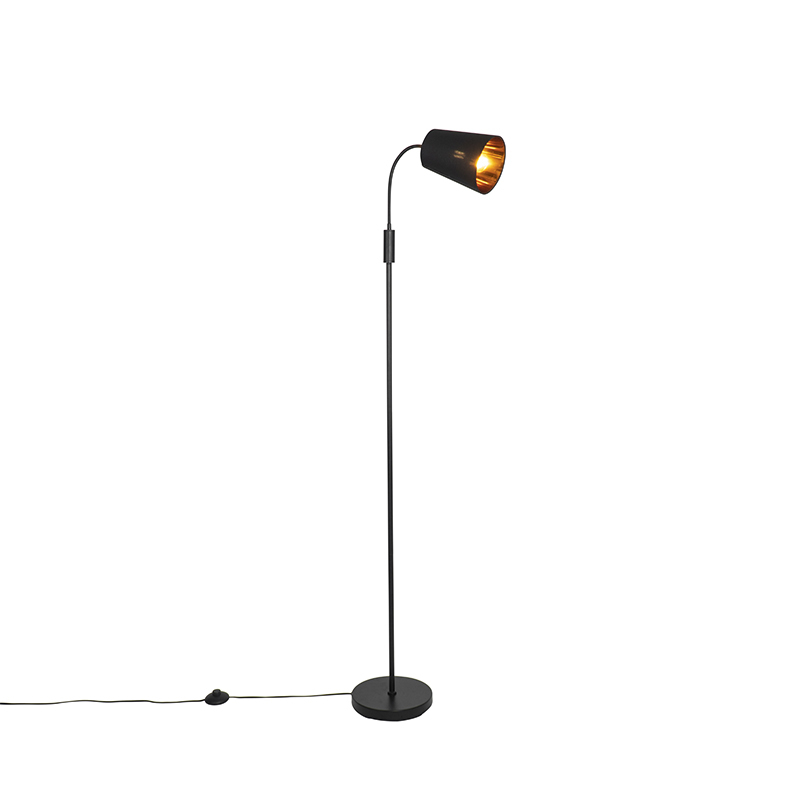 QAZQA Moderne vloerlamp zwart - Carmen