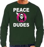 Bellatio Decorations Shoppartners Bv Hippie Jezus Kerstbal Sweater Groen voor Heren - Maat L
