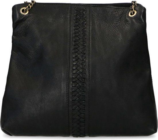 Manfield Zwarte leren schoudertas - Vrouwen - Herfst/Winter 2024