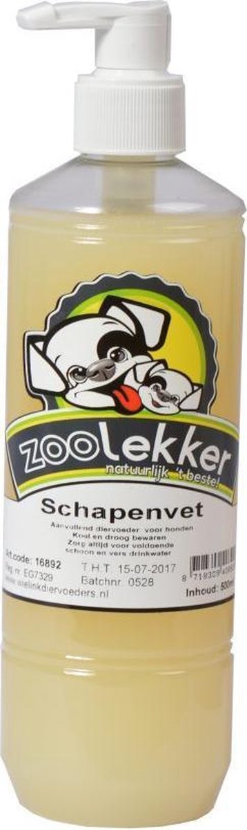 zoo lekker Zoolekker - Schapenvet - 500 ml - Ondersteunende olie - hond en kat