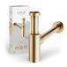 Lenz Designsifon JURI in goud – voor alle gangbare wastafels | Type 1 1/4", buizen extra lang en aanpasbaar, reinigingsopening en geursluiting, anti-vingerafdrukoppervlak, 46090041