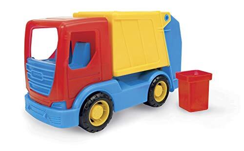 Wader Quality Toys 35311 35311-Tech Truck vuilniswagen, stabiele vrachtwagen met beweegbare container, ca. 26 x 11,5 x 15 cm groot, vanaf 12 maanden, ideaal als geschenk voor creatief spelen, kleurrijk