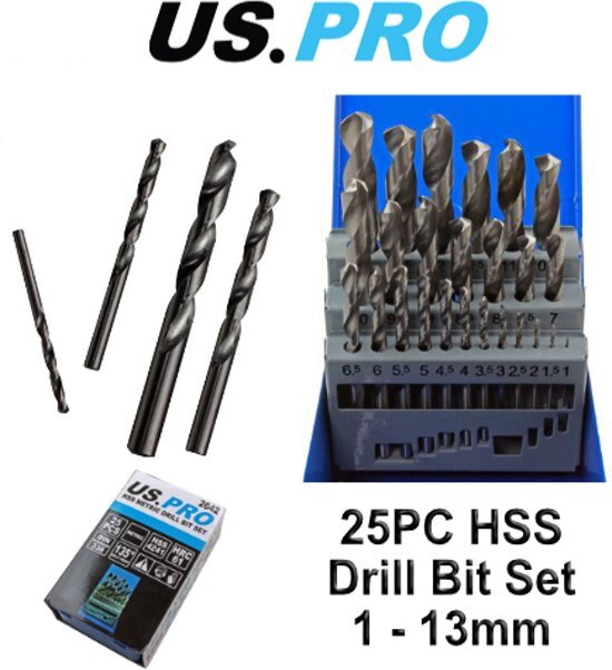 US.PRO tools by Bergen Borenset HSS 1-13 mm 25-delig