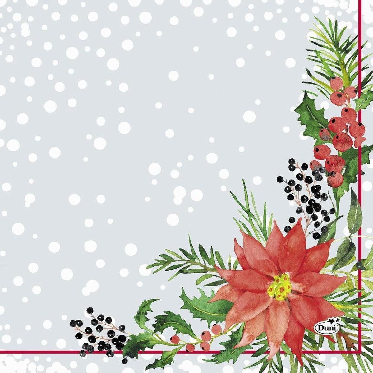 Duni Servet l33b33cm xmas flowers 20st