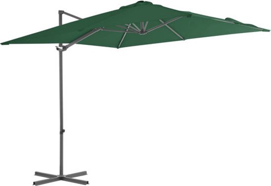 vidaXL Zweefparasol met stalen paal 250x250 cm groen