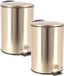 Tendance Prullenbak/vuilnisbak - 2x - 3L - goud - metaal - H24 cm - badkamer - soft close functie