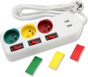 FISHTEC Trio Color Stekkerdoos met individuele schakelaars