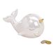Merkloos / Sans marque Luxe Spaarpot Narwal walvis - keramiek - zeedieren - glans wit - 12 x 11 x 18 cm