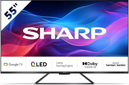 Sharp Aquos 55GR8265 - 55 inch - 144Hz 4K UHD QLED met Google TV - 2024