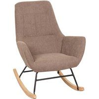 HWC-N13 Schommelstoel, Relaxfauteuil, TV-fauteuil, Massief Hout Metaal Stof/Textiel 320g/m² Bruin
