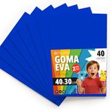 OFITURIA Eva 40 stuks kleurrijke schuimvellen voor knutselprojecten, kunst, kinderdecoratie, scrapbooking, knutseltekeningen, 40 x 30 cm (blauw)