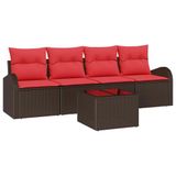 vidaXL Tuinbank Set 5-delig 4 Zitplaatsen Beige/Rood