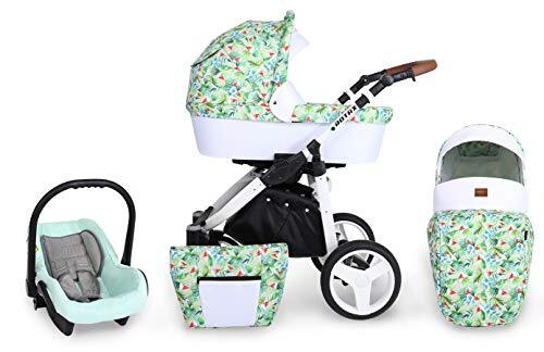 Lux4Kids Kinderwagen 3in1 2in1 Isofix kinderwagen set + accessoires kleurselectie Rotax White van ChillyKids W-Green 06 3in1 (inclusief autostoeltje)