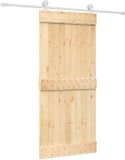 vidaXL Schuifdeur Natuurlijk en Wit 90 x 210 cm Massief Grenenhout