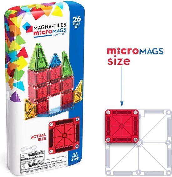 Magna-Tiles Micro Mags Travel Set - 26 delig - Educatief spel - Multicolor