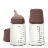 Suavinex, Verpakking met 2 anti-koliek flessen Zero 270 ml en speen met gemiddelde doorstroming (M) van siliconen, +3 maanden, moedermelk, formule en vloeistoffen met gemiddelde dichtheid, compatibel