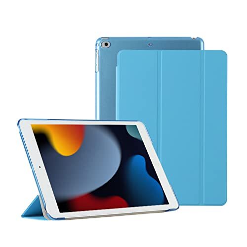 HUEZOE Hoes voor iPad 9,7 inch 2018/2017 - ultradunne beschermhoes PU lederen tas klapstandaard beschermhoes auto slaap/waak voor 9,7 inch iPad 6e generatie / 5e generatie, lichtblauw