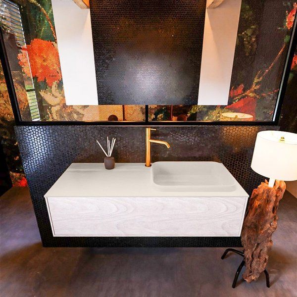 Mondiaz ERIN 120cm badmeubelset Underlayment met 1 lade - Linen - RIDGE rechts