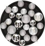 Cosy&Trendy Billiet - Vanlaere Kerstversiering set mix mat/glans/glitter kerstballen in het zilver 6 en 8 cm pakket - 36x stuks