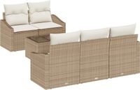 vidaXL Tuinbankset, 6-delig, met kussens, beige, rotan, poly
