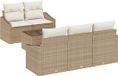 vidaXL Salon de jardin, 6 pièces, avec coussins, beige, rotin, poly