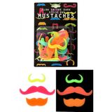 Merkloos / Sans marque Glow in de dark verkleed snorren - 6x stuks - plastic - gekleurde feest snorren