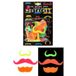 Merkloos / Sans marque Glow in de dark verkleed snorren - 6x stuks - plastic - gekleurde feest snorren