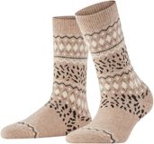 FALKE Cosy Wool Special Edition gedessineerd wol viscose kasjmier sokken dames beige - maat 39-42
