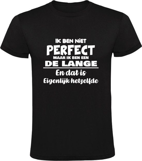 Sol's Ik ben niet perfect maar ik ben een De Lange Heren T-shirt Zwart Maat M