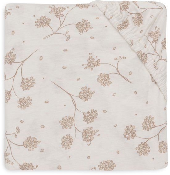 Jollein Hoeslaken Wieg Jersey Leafy Dreams 40/50x80/90cm Katoen Beige