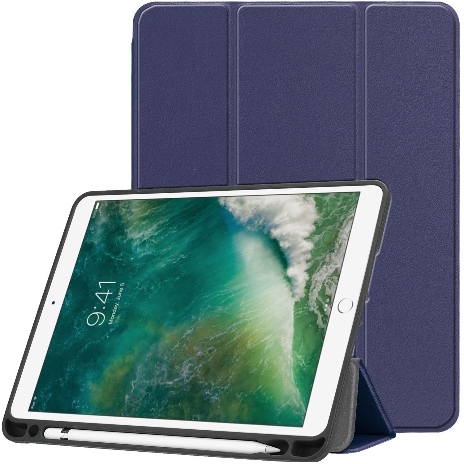 imoshion Trifold Bookcase iPad (2018) / (2017) / Air 2 / Air tablethoes - Donkerblauw