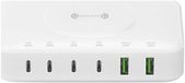 4Smarts 100W 7-in-1 GaN Oplaadstation - Snellader met Power Delivery en Quick Charge - Geschikt voor o.a. Telefoon, Tablet, Laptop en MacBook - met Draadloos Opladen - Wit