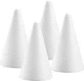 Rayher hobby materialen Rayher Piepschuim kegel - 4 stuks - wit - H12 cm