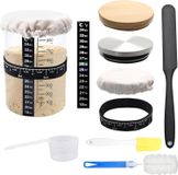 Support pour levain - 900 ml - Kit de démarrage pour levain en verre avec couvercle - Élastiques - Thermomètre - Spatule etc