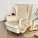 Sans marque Housse de canapé - Housse extensible en velours 2 pièces pour fauteuil club, housse de lit fauteuil avec housse de coussin en T, housse de fauteuil unie tendance antidérapante pour chambre (Beige)