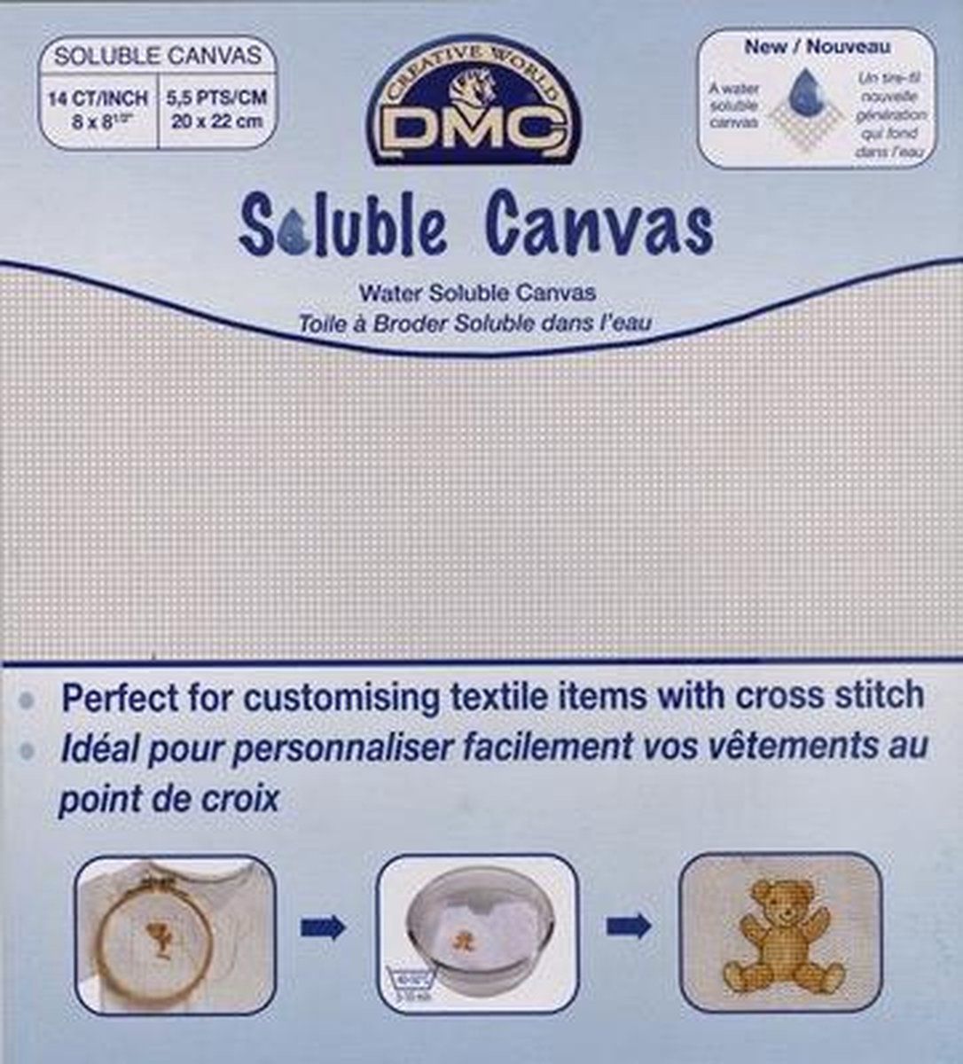 DMC Soluble Canvas - Oplosbare Borduurhulp 20 x 22 cm