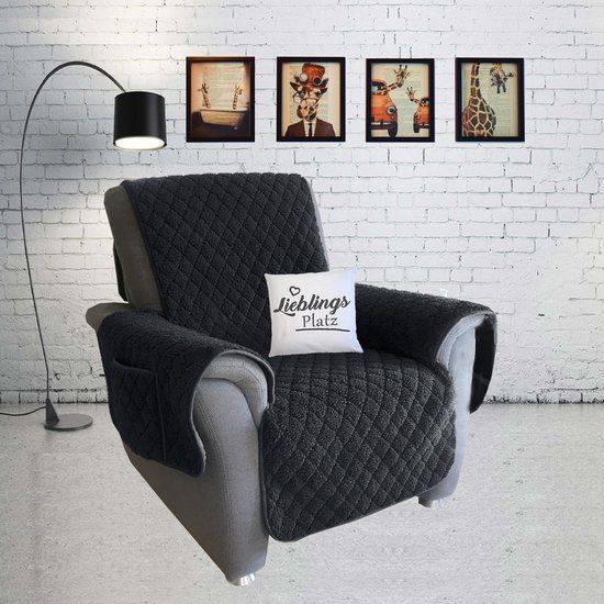 JEMIDI Omkeerbare Fauteuil Beschermhoes - Sherpa - Antraciet - 191x165cm