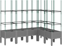 vidaXL Plantenbak met latwerk 160x120x142,5 cm polypropeen lichtgrijs