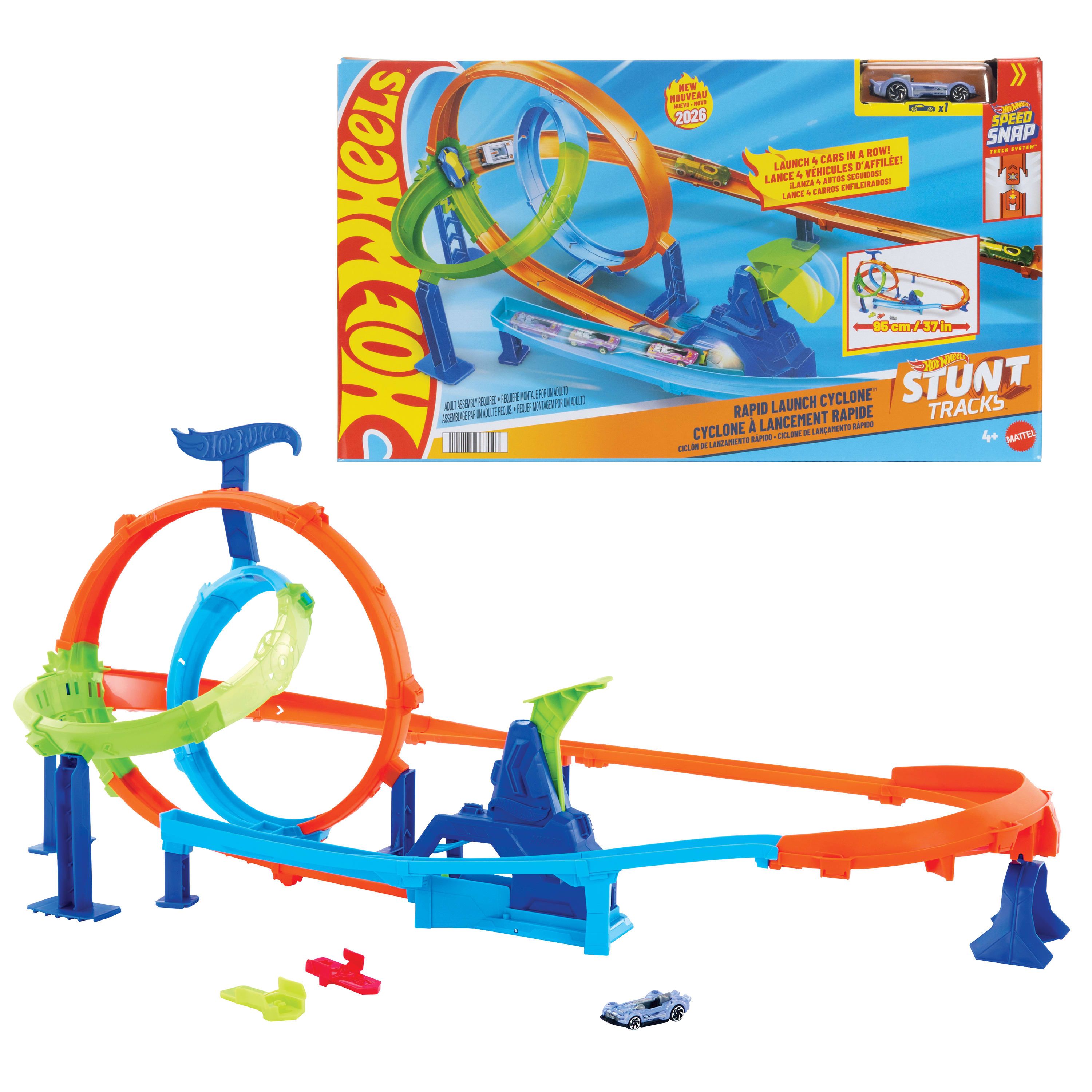 Hot Wheels Mattel Hot Wheels Stuntbanen Snelle Lanceringscycloon Baanset en metalen speelgoedauto
