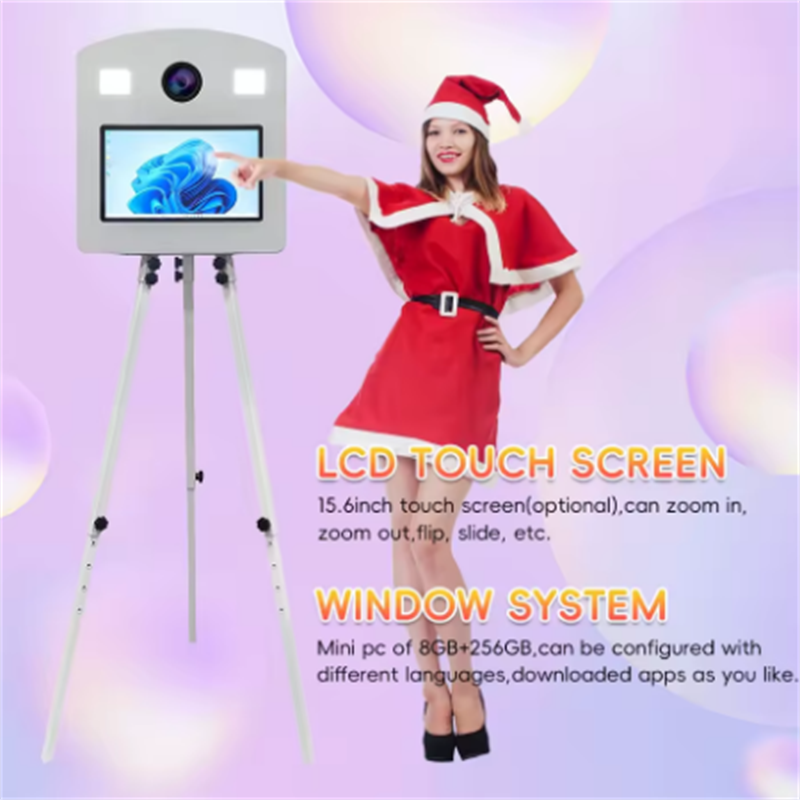 SNQP Fotohokje 15,6-inch touchscreen, draagbaar selfie-statief en DSLR-camera voor verhuur op bruiloften