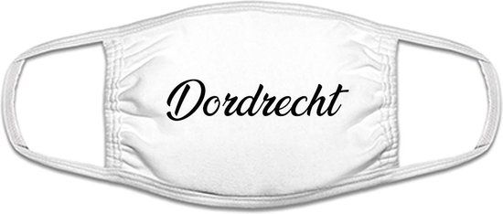 Wit mondkapje van katoen, uitwasbaar & herbruikbaar - Dordrecht logo